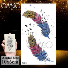Load image into Gallery viewer, Colorful Tribal Tattoo Feather Temporary Tattoos Custom Waterproof Modern Tatoos Luxury Design
