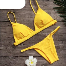 Load image into Gallery viewer, Colors Solid Bikini Set Push Up Swimwear Two Piece Swimsuit Swimwear Halter String Triangle Bikini Sets Women Swimsuit Low Waist Halter Two Pieces Bathing Suit
