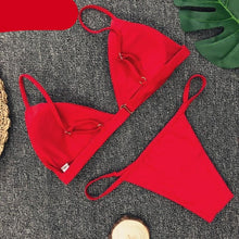 Load image into Gallery viewer, Colors Solid Bikini Set Push Up Swimwear Two Piece Swimsuit Swimwear Halter String Triangle Bikini Sets Women Swimsuit Low Waist Halter Two Pieces Bathing Suit
