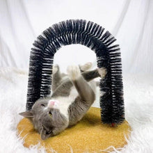 将图片加载到图库查看器，Comfortable Arch Cats Massager Pet Cat Itching Grooming Supplies Round Fleece Base Kitten Bristle Ring Brush and Carpet Base Groomer Massager Scratcher for Controlling Shedding Healthy Fur and Claws Toy Scratching Device Brush for Pets
