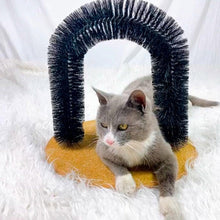 将图片加载到图库查看器，Comfortable Arch Cats Massager Pet Cat Itching Grooming Supplies Round Fleece Base Kitten Bristle Ring Brush and Carpet Base Groomer Massager Scratcher for Controlling Shedding Healthy Fur and Claws Toy Scratching Device Brush for Pets
