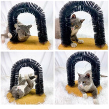 将图片加载到图库查看器，Comfortable Arch Cats Massager Pet Cat Itching Grooming Supplies Round Fleece Base Kitten Bristle Ring Brush and Carpet Base Groomer Massager Scratcher for Controlling Shedding Healthy Fur and Claws Toy Scratching Device Brush for Pets
