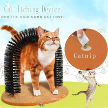 将图片加载到图库查看器，Comfortable Arch Cats Massager Pet Cat Itching Grooming Supplies Round Fleece Base Kitten Toy Scratching Device Brush For Cat Arch Self Grooming and Massaging Brush Toy Pet Scratcher Pads Hair Cleaner
