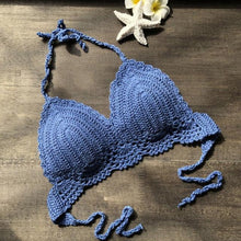 Load image into Gallery viewer, Comfortable Summer Beach Beachwear Bikini Bra Breathable Bikini Swimsuit Women Beach Crochet Crop Summer Halter Tank Top Beach Knit Casual New Fashion Halter Knitted Bra
