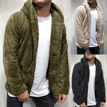 Load image into Gallery viewer, Comfortable Winter Unisex Jacket Fluffy Thick Warm Jacket Long Sleeve Hooded Coat Soft Coat Jacket Warm Casual Button Jacket Elegant Modern Autumn Plush Buttons Closure Thick Men Coat For Outdoor
