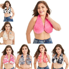 将图片加载到图库查看器，Comfortable Women Towel Bra Chest Hanging Neck Wrapped Big Bra Breastfeeding Lightweight Ladies Towel Bra
