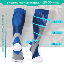 将图片加载到图库查看器，Compression Socks Nylon Medical Nursing Stockings Specializes Outdoor Cycling Sport Socks Men,20-30mmhg Run Nurse Socks for Edema Diabetic Varicose Veins Fast-drying Breathable Adult Sports Socks
