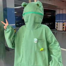 将图片加载到图库查看器，Cool Women Hoodie Perfect Sleeping Frog Pullover Winter Sense Hooded Modern Casual Sweatshirts Cute Funny Style Comfortable Frog Pullover Hoodie For Women
