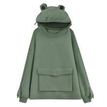 将图片加载到图库查看器，Cool Women Hoodie Perfect Sleeping Frog Pullover Winter Sense Hooded Modern Casual Sweatshirts Cute Funny Style Comfortable Frog Pullover Hoodie For Women
