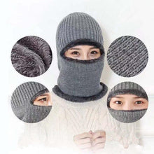将图片加载到图库查看器，Coral Fleece Winter hat Beanies Hat Scarf Warm Breathable Wool Knitted Hat For women Double Layers Protection Cap Mask Scarf Hat Set Outdoor Sport Warm Beanies Hat For Men Knitted Hats Bandana Hiking Camping Kid Neck Warmer Cap
