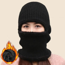 将图片加载到图库查看器，Coral Fleece Winter hat Beanies Hat Scarf Warm Breathable Wool Knitted Hat For women Double Layers Protection Cap Mask Scarf Hat Set Outdoor Sport Warm Beanies Hat For Men Knitted Hats Bandana Hiking Camping Kid Neck Warmer Cap
