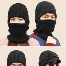 将图片加载到图库查看器，Coral Fleece Winter hat Beanies Hat Scarf Warm Breathable Wool Knitted Hat For women Double Layers Protection Cap Mask Scarf Hat Set Outdoor Sport Warm Beanies Hat For Men Knitted Hats Bandana Hiking Camping Kid Neck Warmer Cap
