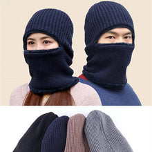 将图片加载到图库查看器，Coral Fleece Winter hat Beanies Hat Scarf Warm Breathable Wool Knitted Hat For women Double Layers Protection Cap Mask Scarf Hat Set Outdoor Sport Warm Beanies Hat For Men Knitted Hats Bandana Hiking Camping Kid Neck Warmer Cap
