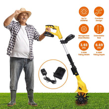 Load image into Gallery viewer, Cordless Electric Garden Tiller Cultivator With 20V Rechargeable Battery
