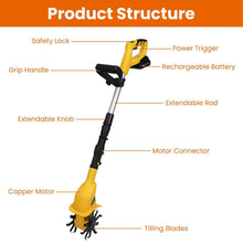 Load image into Gallery viewer, Cordless Electric Garden Tiller Cultivator With 20V Rechargeable Battery
