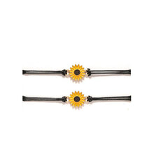 Load image into Gallery viewer, Cotton Cord Sunflower Bracelets Handmade Braided With Black Rope Charm Friendship Wish Card Surf Bangle Couples 2pcs/set Handmade Promise Adjustable Bracelets Matching Friendship Bracelet
