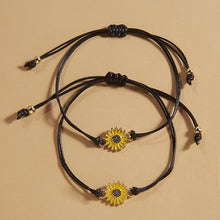 Load image into Gallery viewer, Cotton Cord Sunflower Bracelets Handmade Braided With Black Rope Charm Friendship Wish Card Surf Bangle Couples 2pcs/set Handmade Promise Adjustable Bracelets Matching Friendship Bracelet
