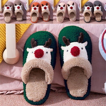 Load image into Gallery viewer, Cotton Slippers Winter Cute Couple Soft Bottom Indoor Non-slip Home Furry Shoes Christmas Deer Slippers Plush Fluffy Memory Foam Slip On House Slippers Cozy Warm Winter House Shoes Soft Comfy Anti-Skid Slippers
