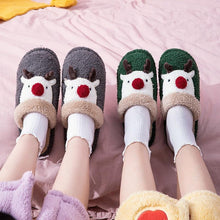 Load image into Gallery viewer, Cotton Slippers Winter Cute Couple Soft Bottom Indoor Non-slip Home Furry Shoes Christmas Deer Slippers Plush Fluffy Memory Foam Slip On House Slippers Cozy Warm Winter House Shoes Soft Comfy Anti-Skid Slippers
