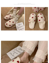 Load image into Gallery viewer, Cotton Slippers Women's Autumn Winter Fashion Style Plush Indoor Warm Women's Shoes Warm Slippers Memory Foam Cotton Home Slippers Soft Plush House Heart Cute Design Slippers

