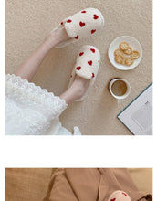 Load image into Gallery viewer, Cotton Slippers Women's Autumn Winter Fashion Style Plush Indoor Warm Women's Shoes Warm Slippers Memory Foam Cotton Home Slippers Soft Plush House Heart Cute Design Slippers
