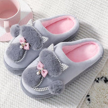 将图片加载到图库查看器，Cotton Women Cute Slippers Indoor Shoes For Women Winter Home Slippers Warm Footwear Winter Cotton Slippers Memory Foam House Slippers Cozy Fluffy Bedroom Couples Slippers
