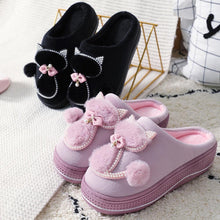 将图片加载到图库查看器，Cotton Women Cute Slippers Indoor Shoes For Women Winter Home Slippers Warm Footwear Winter Cotton Slippers Memory Foam House Slippers Cozy Fluffy Bedroom Couples Slippers
