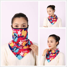 Load image into Gallery viewer, Cotton Women Mask Scarf Face Mascarillas Wraps Floral Print Lady Warm Neck Scarves Foulard Bandana Reusable Outdoor Riding Masks Scarf Neck Gaiter Headwear Headband Head Wrap Scarf Mask Neck Ear Warmers Headbands Perfect Bandana

