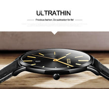将图片加载到图库查看器，Couple Watches Popular Casual Quartz Women Men Watch Clock Boys Girls Ultra Thin Leather Wristwatch Minimalist Analog Quartz Ultra Thin Watches Leather Strap Fashion Casual Date Watch Waterproof Wrist Watch
