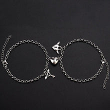 Load image into Gallery viewer, Couples Heart Shaped Magnet Attraction Bracelet Stainless Steel Angel Wing Lock Chain Heart Shape Magnet Charm Matching Magnetic Link Chain Bracelet For Women Men Gift For Valentines Day
