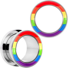 Load image into Gallery viewer, Rainbow Unity Pride Screw Fit Tunnel Plug Set 2G to 1"
