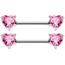 将图片加载到图库查看器，14G 9/16 Multi Color Heart Gem Barbell Nipple Ring Pack Set of 6
