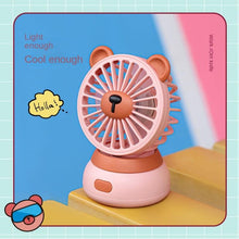 将图片加载到图库查看器，Creative Cartoon Bear Desktop Mini Fans Big Wind Desktop Portable USB Charging Handheld Fan Portable Air Conditioning Handheld Cooling Fan Charging Usb Fan Portable Handheld Fan
