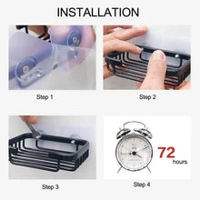 将图片加载到图库查看器，Creative Drill Free Soap Dish Holder Wall Mounted Storage Rack Toilet Soap Box Sponge Dish Bathroom Accessories Soap Dish Holder with Loofah Bath Sponge Towel Razor Holder for Bathroom Shower Kitchen Adhesive Wall Mounted No Drilling
