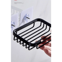 将图片加载到图库查看器，Creative Drill Free Soap Dish Holder Wall Mounted Storage Rack Toilet Soap Box Sponge Dish Bathroom Accessories Soap Dish Holder with Loofah Bath Sponge Towel Razor Holder for Bathroom Shower Kitchen Adhesive Wall Mounted No Drilling
