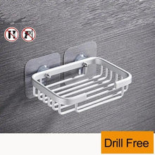 将图片加载到图库查看器，Creative Drill Free Soap Dish Holder Wall Mounted Storage Rack Toilet Soap Box Sponge Dish Bathroom Accessories Soap Dish Holder with Loofah Bath Sponge Towel Razor Holder for Bathroom Shower Kitchen Adhesive Wall Mounted No Drilling
