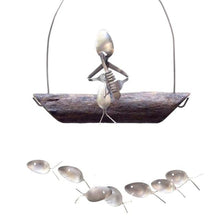 Load image into Gallery viewer, Creative Fishing Man Spoon Fish Sculptures Wind Chime Home Bedroom Painted Fish Mobile Tropical Fish Home Decor  Yard Garden Hanging Ornament Decoration
