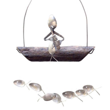 Load image into Gallery viewer, Creative Fishing Man Spoon Fish Sculptures Wind Chime Home Bedroom Painted Fish Mobile Tropical Fish Home Decor  Yard Garden Hanging Ornament Decoration
