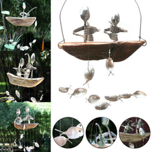 Load image into Gallery viewer, Creative Fishing Man Spoon Fish Sculptures Wind Chime Home Bedroom Painted Fish Mobile Tropical Fish Home Decor  Yard Garden Hanging Ornament Decoration
