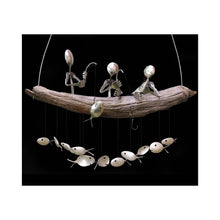 Load image into Gallery viewer, Creative Fishing Man Spoon Fish Sculptures Wind Chime Home Bedroom Painted Fish Mobile Tropical Fish Home Decor  Yard Garden Hanging Ornament Decoration
