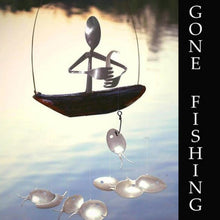 Load image into Gallery viewer, Creative Fishing Man Spoon Fish Sculptures Wind Chime Home Bedroom Painted Fish Mobile Tropical Fish Home Decor  Yard Garden Hanging Ornament Decoration
