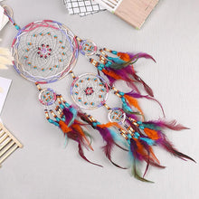 Load image into Gallery viewer, Creative Handmade Five-ring Dream Catcher Pendant Living Room Bedroom Decor Beautiful Hanging Ornament Elegant Wall Art Decoration For Windows Balcony Bedroom &amp; Wedding Party Gift For Girls  Kids
