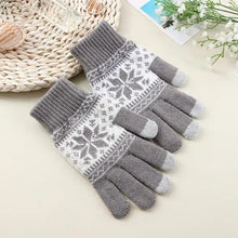 将图片加载到图库查看器，Creative New  Fashion Snow Printing Gloves Mobile Phone Touch Screen Knitted Gloves Winter Thick And Warm Gloves For Men And Women Touchscreen Gloves Stretch Knitted Mechanic Winter Warm Gloves
