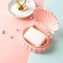 Load image into Gallery viewer, Creative Portable Shell Shape Soap Box Bathroom Drain Soap Holder Travel Soap Protect Case Bathroom Accessories Soap Dish Container with Lid with Drainer Seashell Soap Box Portable Soap Bar Holder Soap Tray Soap Saver Box Case For Home Travel
