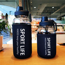 将图片加载到图库查看器，Creative Water Bottle Glass Drink Bottles For Camping Hiking Climbing Sport Bottle Portable Bottle Drinkware Eco-friendly Wide Mouth Glass Drinking Water Bottle Reusable Sport Water Bottles for Gym Hiking
