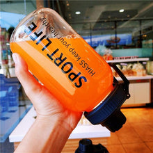 将图片加载到图库查看器，Creative Water Bottle Glass Drink Bottles For Camping Hiking Climbing Sport Bottle Portable Bottle Drinkware Eco-friendly Wide Mouth Glass Drinking Water Bottle Reusable Sport Water Bottles for Gym Hiking
