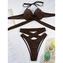 将图片加载到图库查看器，Criss Cross Wrap Push Up Bikini Swimsuit
