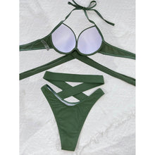 将图片加载到图库查看器，Criss Cross Wrap Push Up Bikini Swimsuit
