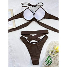 将图片加载到图库查看器，Criss Cross Wrap Push Up Bikini Swimsuit
