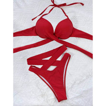 将图片加载到图库查看器，Criss Cross Wrap Push Up Bikini Swimsuit
